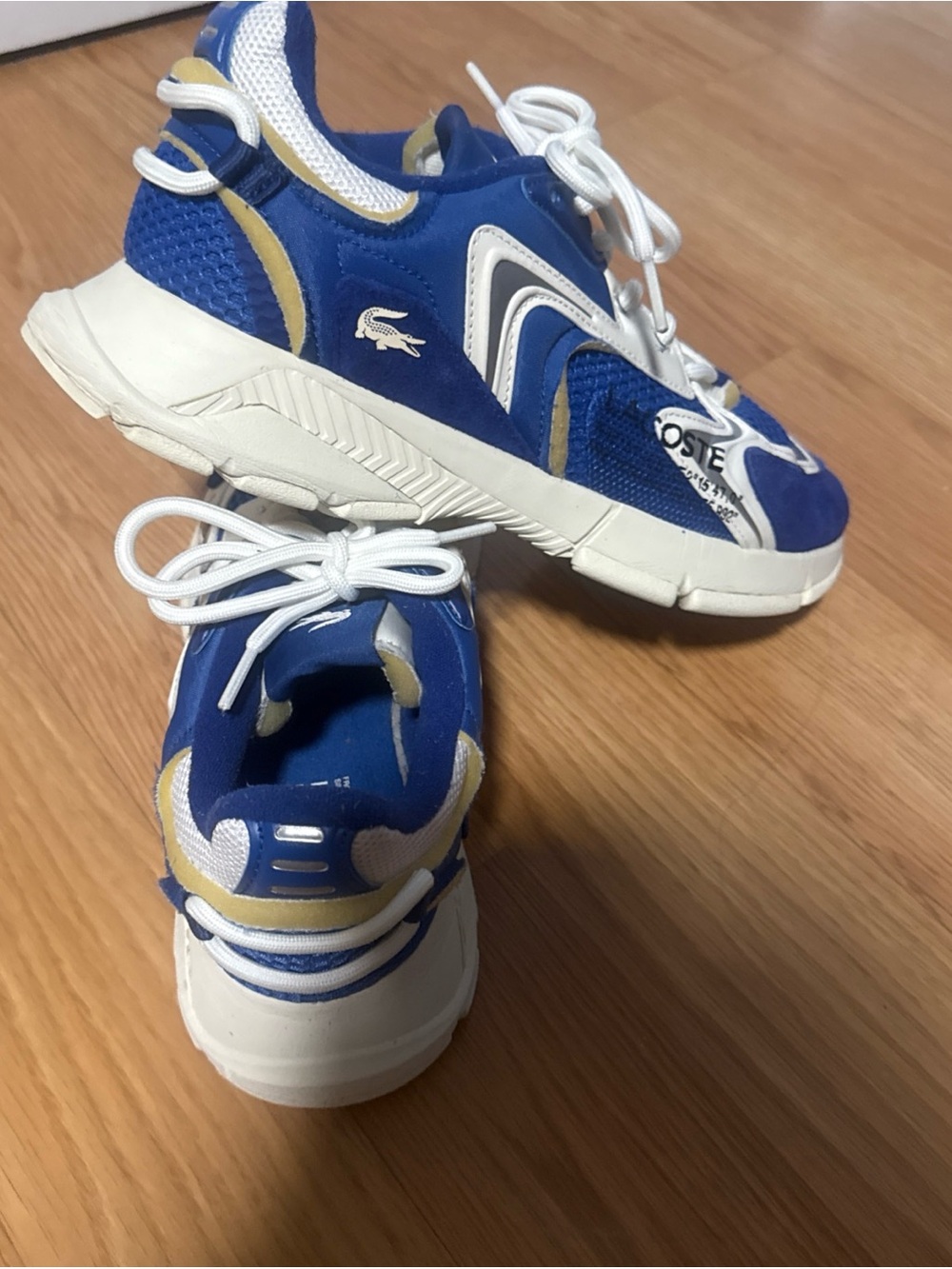 Lacoste Men's Sneakers L003 Neo Lace-up Sneakers Shoes Blue White Size 11 USED - Picture 9 of 16